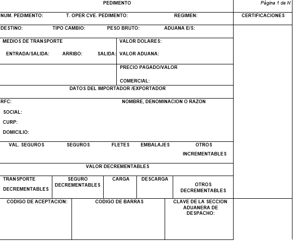 Formato de pedimento 