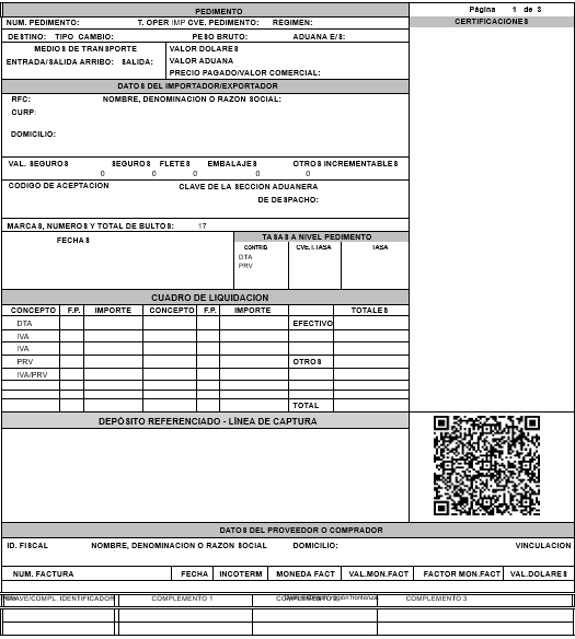 Proforma de un pedimento