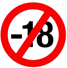 Símbolo de prohibición de consumo en menores de 18 años para bebidas alcohólicas