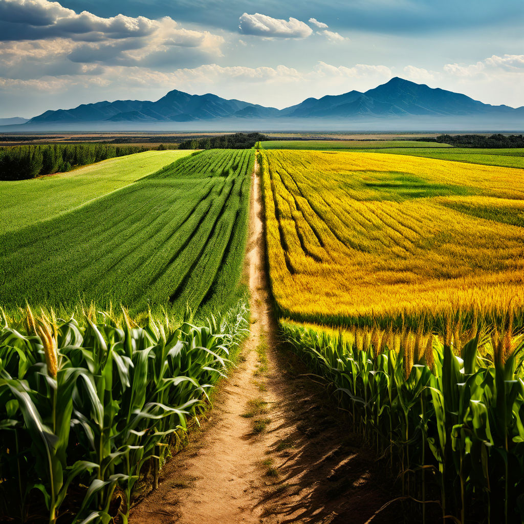 Campo de cosecha de Maíz blanco y amarillo