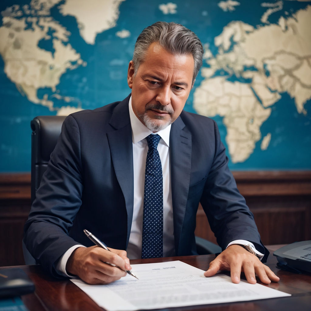 Agente aduanal llenando un pedimento 