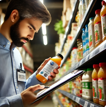 Unidad de inspección verificando el fraude alimenticio  