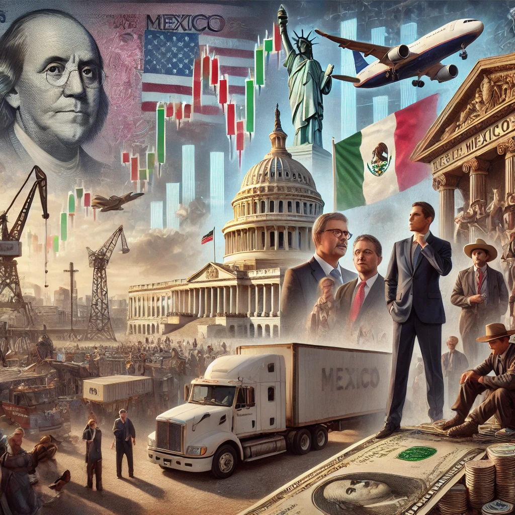 Depreciacion del peso mexicano 
Latinoamerica 
Relación bilateral comercial
Economía mexicana
Impacto en México
Donald Trump contra México
Clauda Sheimbaum
Tratado de Libre Comercio
Donald Trump
Políticas republicanas 
Miedo en Latinoamérica 
