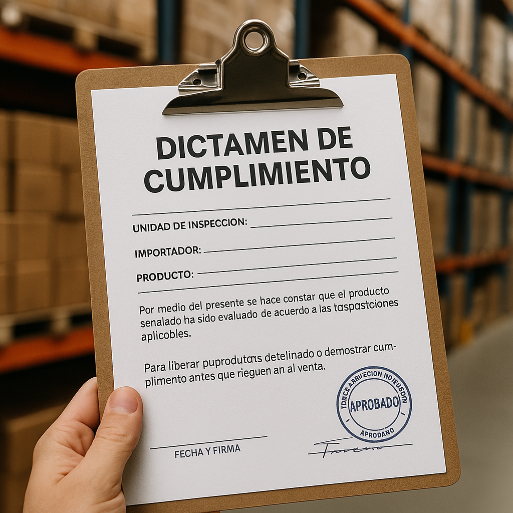 Dictamen de Cumplimiento que se obtiene después de que el producto ha ingresado a México, pero antes de su comercialización.
