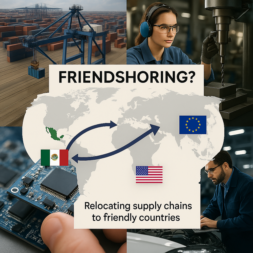 El friendshoring es una estrategia que busca trasladar las cadenas de producción a países aliados políticamente y económicamente confiables.