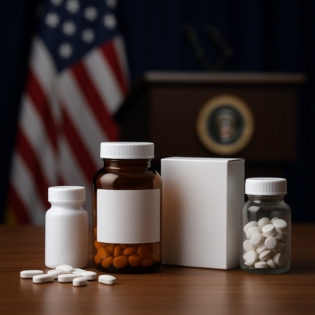  el 100% a fármacos de marca o con patente cuando se fabriquen fuera de  EE.UU. La narrativa oficial sostiene que los medicamentos son insumos críticos para la salud pública y que depender del exterior constituye un riesgo sistémico.