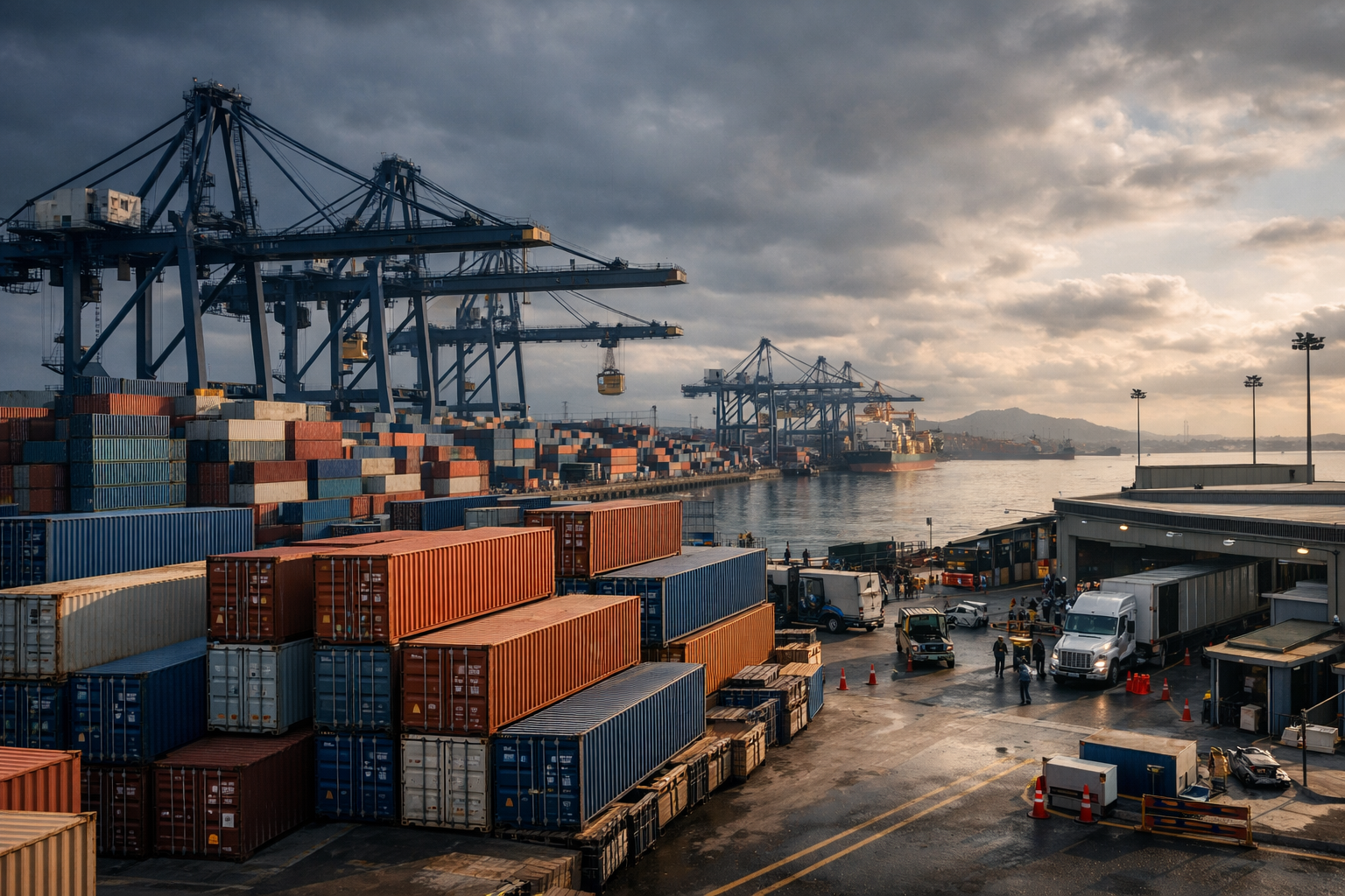 Buque portacontenedores transportando mercancías internacionales, afectadas por el nuevo esquema arancelario para países sin TLC con México.