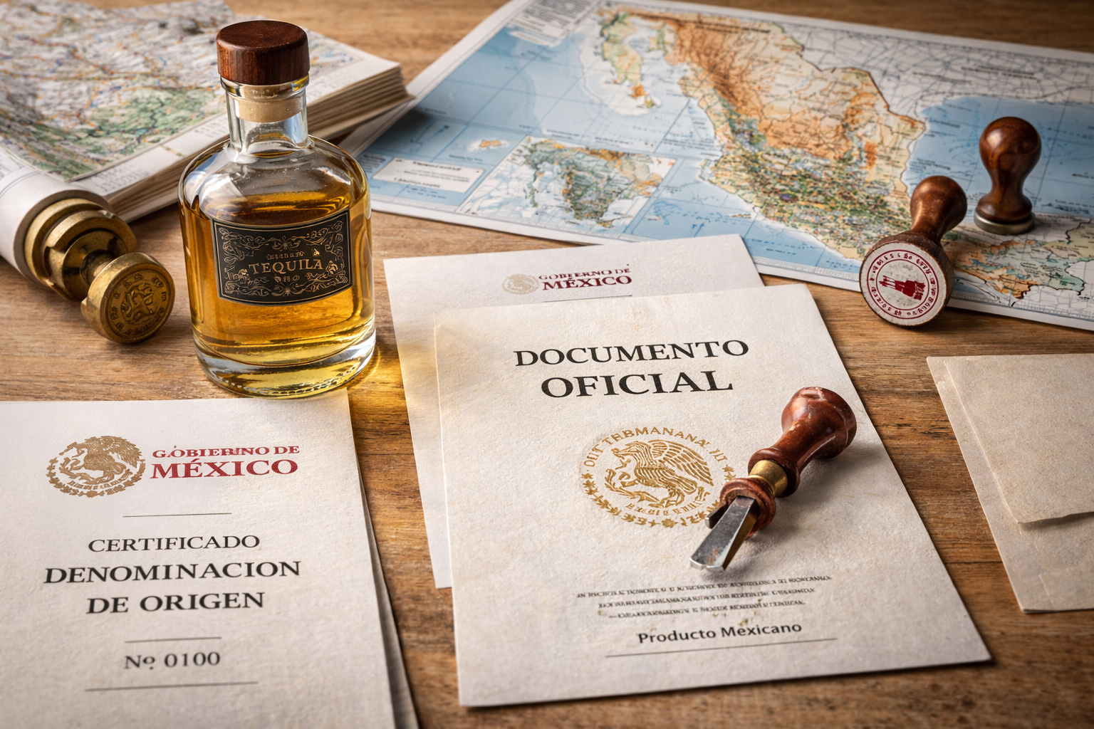 Certificados oficiales de Indicación Geográfica de productos mexicanos sobre mapa nacional
