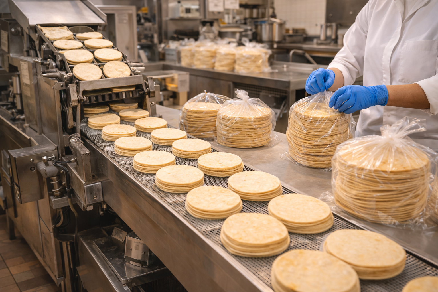 Producción de tortillas en México con proceso higiénico y empaquetado conforme a NOM-187 para venta segura del producto