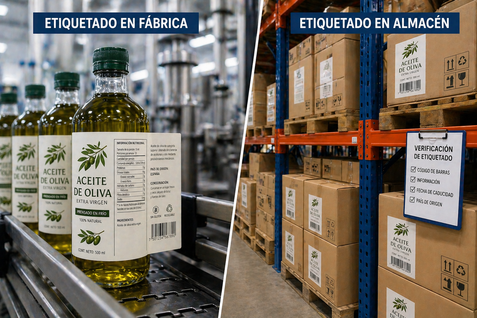 Diferencia entre etiquetado en origen y en almacén para cumplimiento de información comercial NOM