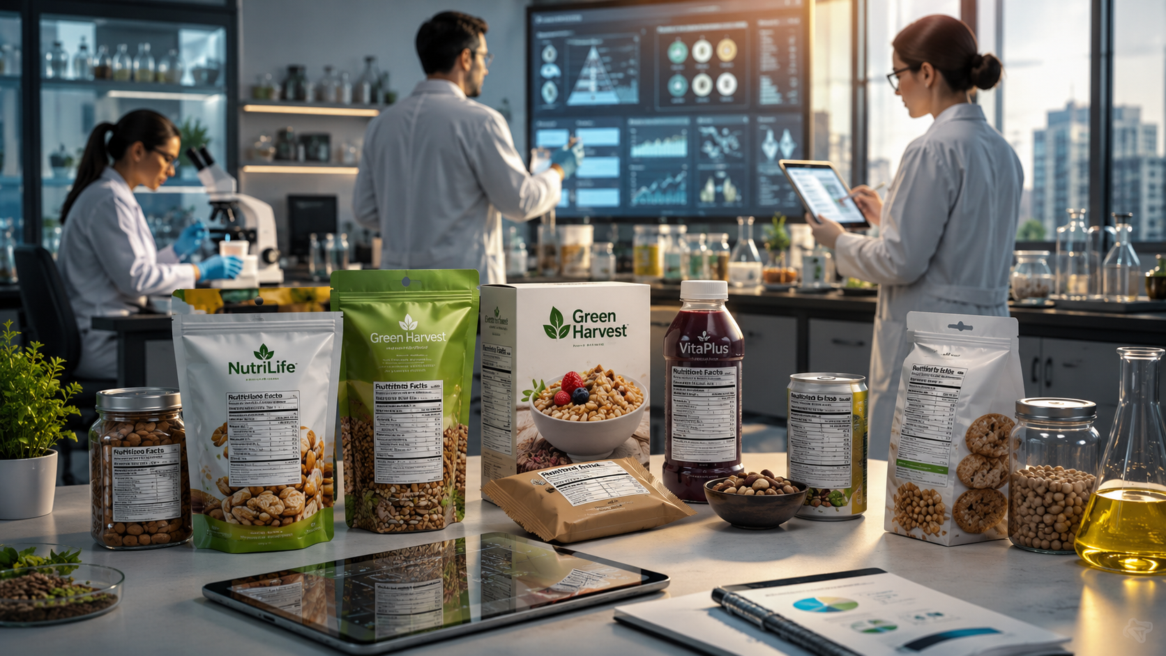 Equipo técnico actualizando la Información Nutrimental con base en su composición nutrimental y el etiquetado para el consumidor 