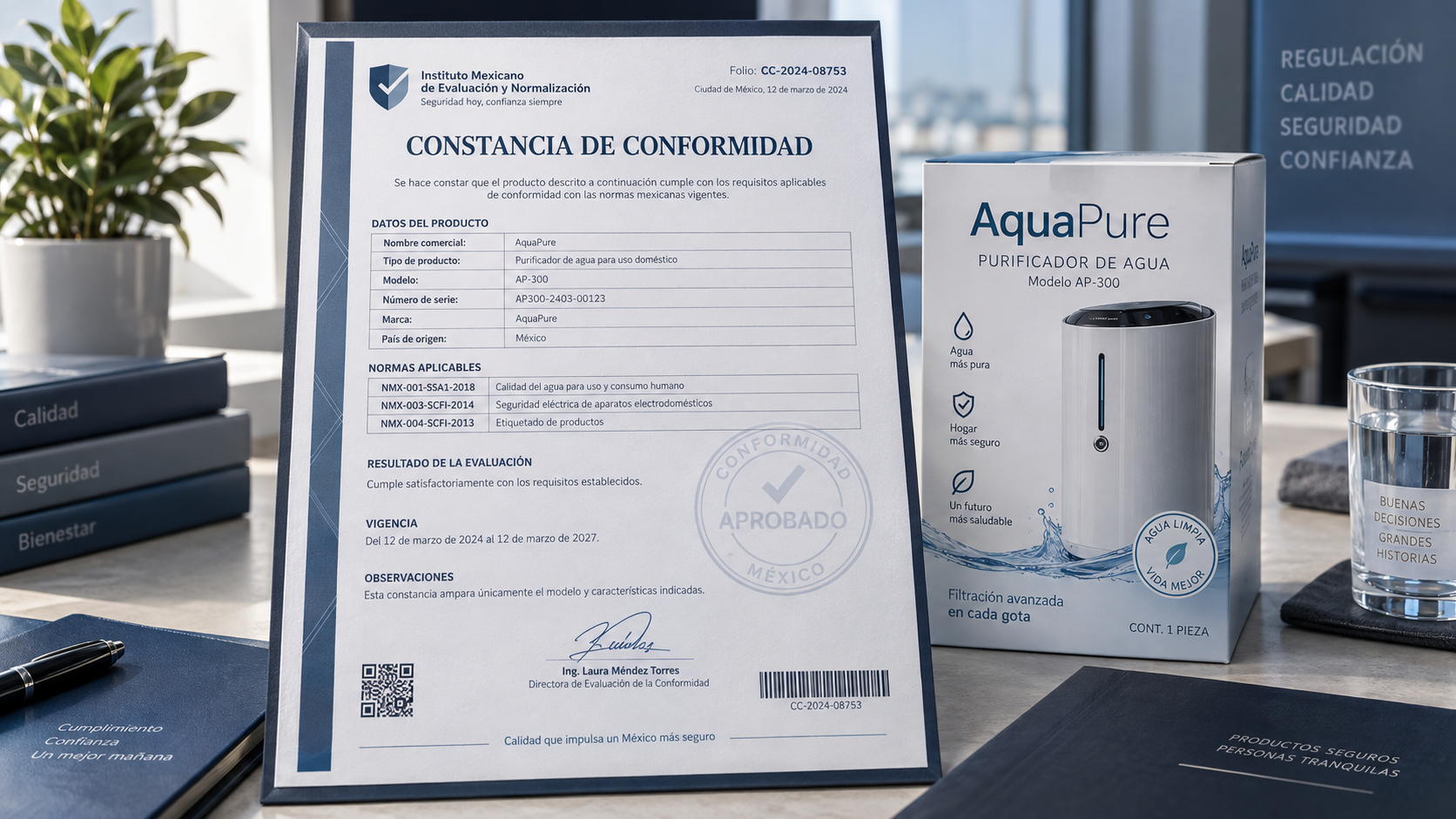 Constancia de conformidad emitida junto a un producto etiquetado para acreditar el cumplimiento de la NOM aplicable.